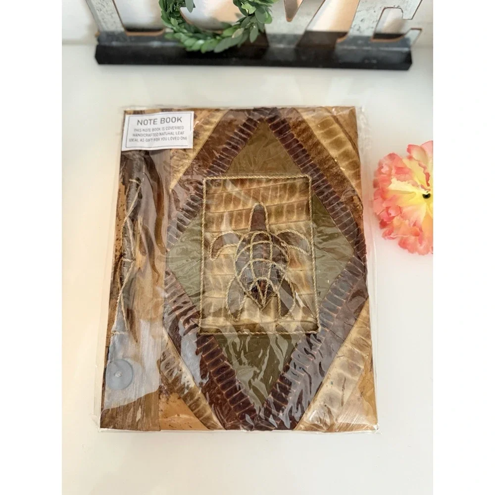 Sea Turtle Book or Album Handmade Natural Paper & Wood Boho Rustic Primitive NIB